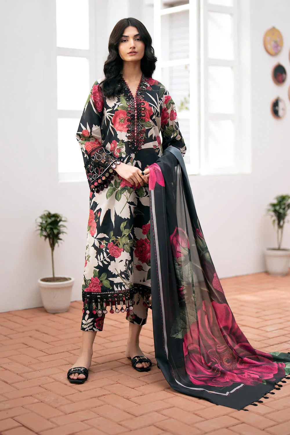 Baroque Printed Lawn with Chiffon Dupatta – 2025 Eid Collection
